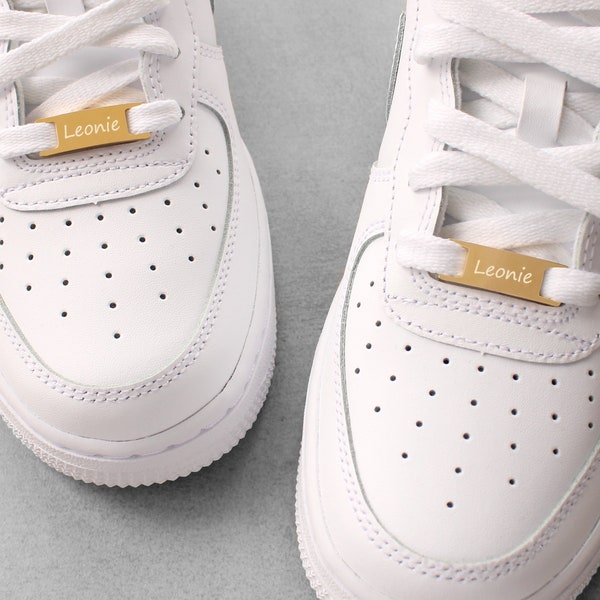 Personalisierte Sneaker Name Tags Schuhe Namen Gravur individuell Nameplate goldfarben Schnürsenkel - Anhänger Geschenk