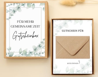 Gutscheinbox für mehr gemeinsame Zeit - 12 Gutscheine zum selber ausfüllen für 1 Jahr - Ideal für Partner, Freunde & Familie