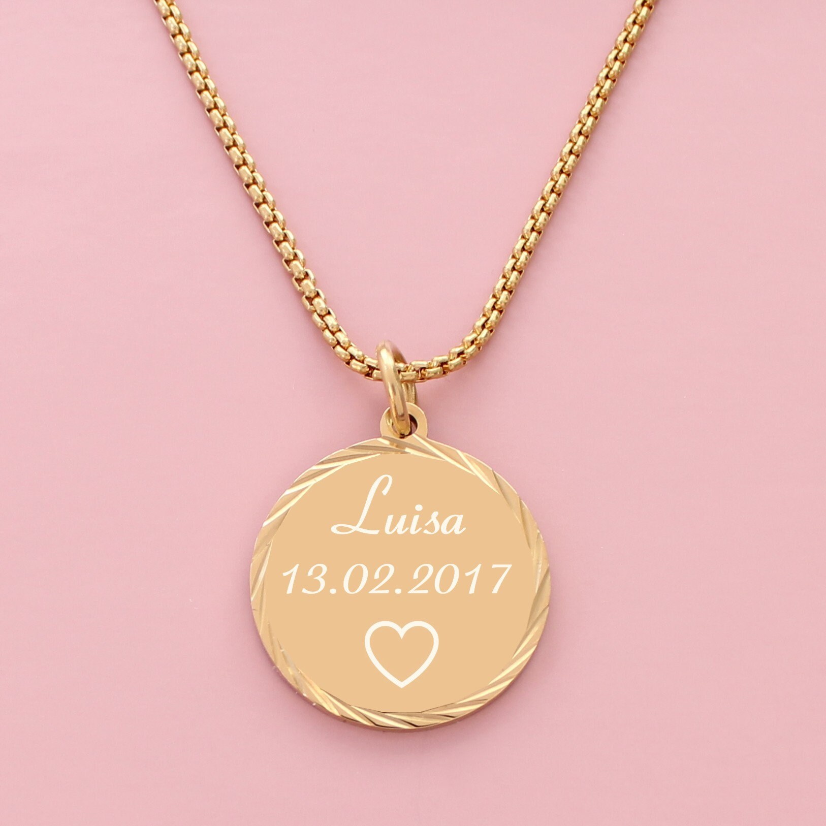 Plate Necklace With Engraving Gold Name 