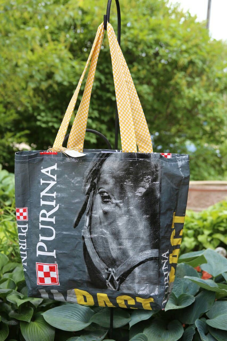 Upcycled/Recycled Reusable Horse Feed Sack Tote Shopping