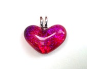 Dichroitische geschmolzenen Glas Herz Anhänger - Herz-Sammlung - Magenta, Fuschia rosa, purple (H32)
