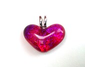 Dichroic Fused Glass Heart Pendant  - Hearts Collection - Magenta, fuschia pink, purple (H32)