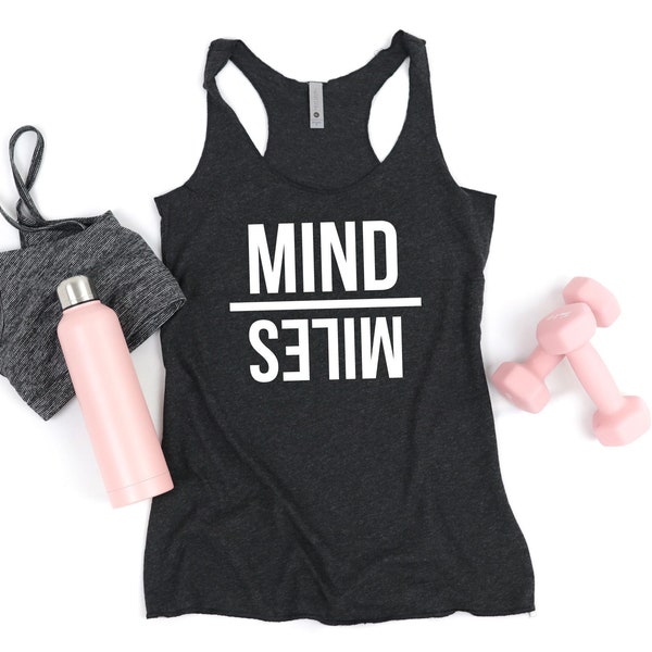 Mind Over Miles Workout Tank Top, Running Tank, Workout Tank, Fitness Tank, Marathon Shirt, Runner Shirt, Running Tank