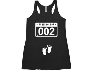 Running for 2 Tank Top Pregnancy Reveal Maternity / Pregnancy Fitness Tank Workout Buddy. Maternity Racerback Tank Pregnancy Shirt.