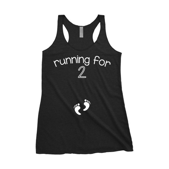 Running for 2 Tank Top Pregnancy Reveal Maternity / Pregnancy Fitness Tank  Workout Buddy. Maternity Racerback Tank Pregnancy Shirt. 