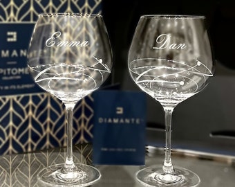 Personalised Diamante Gin Glasses | Set of Two | Swarovski Element Gin Glasses