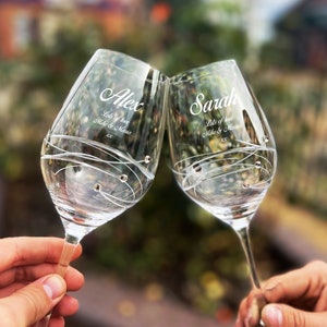 Personalised Wine Glasses Set of Two Swarovski Element Wine Glasses image 1