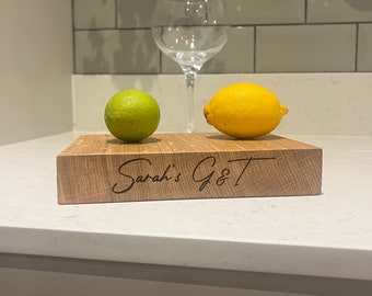 Oak G&T board | personalised oak Gin and Tonic cutting board