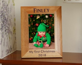 1st Christmas Photo Frame - Personalised Baby's First Christmas Photo Frame