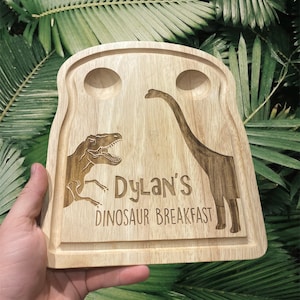 Dinosaur Breakfast Board | Personalised Dinosaur Dippy Egg Board | Dinosaur Gift Ideas