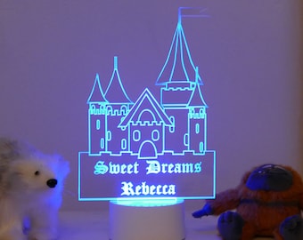 Princess Castle Night Light Personalised With Any Child&#39;s Name