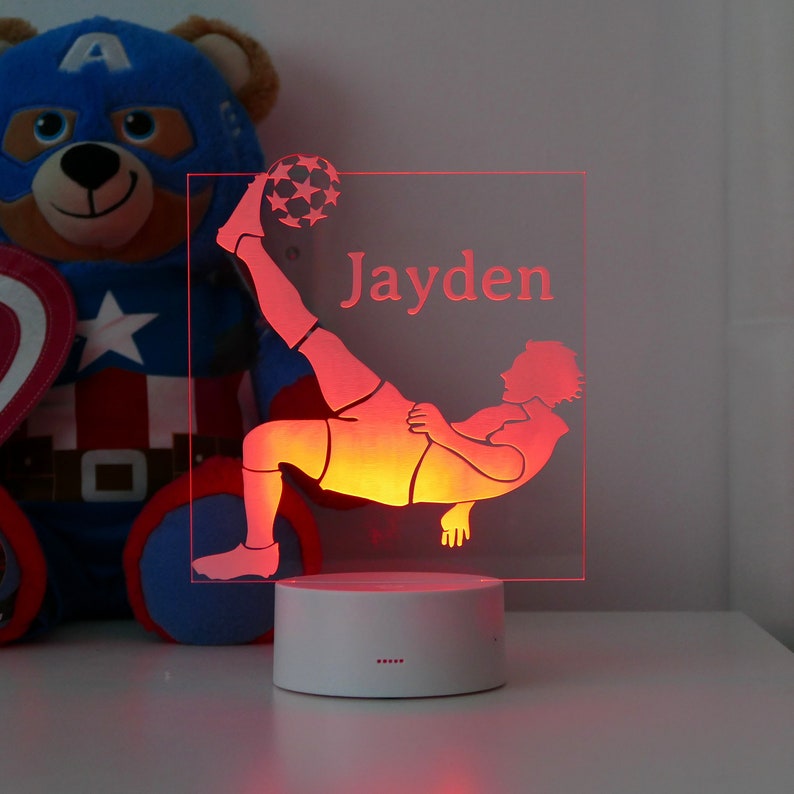 Personalised Football Night Light Football Night Lamp Children's Lights Kids Bedrooms Football Nursery Decor Boys Room Night Light 画像 3