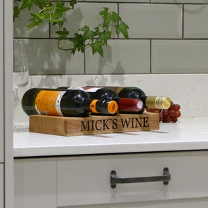 Personalised Oak Wine Rack Solid Oak Wine Bottle Holder Oak Gifts Wine Gifts image 5