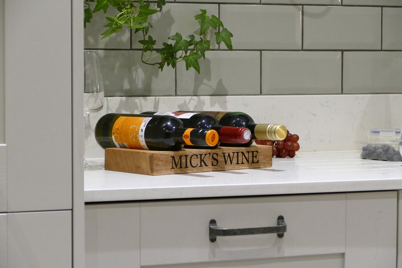 Personalised Oak Wine Rack Solid Oak Wine Bottle Holder Oak Gifts Wine Gifts image 5
