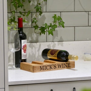 Personalised Oak Wine Rack Solid Oak Wine Bottle Holder Oak Gifts Wine Gifts image 1