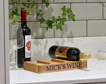 Personalised Oak Wine Rack | Solid Oak Wine Bottle Holder | Oak Gifts | Wine Gifts