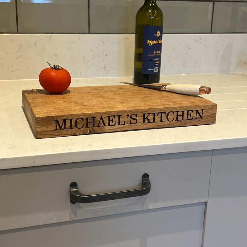 Personalised Oak Chopping Board Solid Oak Cutting Board 35cm x 22cm image 5