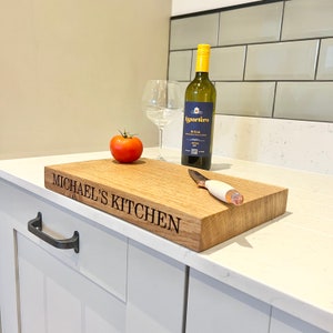 Personalised Oak Chopping Board Solid Oak Cutting Board 35cm x 22cm image 1