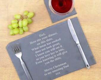 Funny Mum And Dad Slate Tale Mats | Personalised | Funny Gifts | Natural Slate