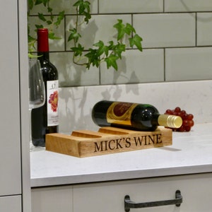 Personalised Oak Wine Rack Solid Oak Wine Bottle Holder Oak Gifts Wine Gifts image 7