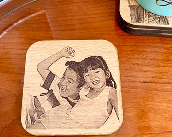 Photo Coasters | Wood Anniversary Gift | Personalised Wooden Coasters