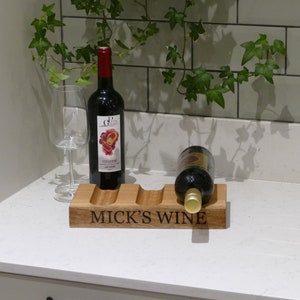 Personalised Oak Wine Rack Solid Oak Wine Bottle Holder Oak Gifts Wine Gifts image 10