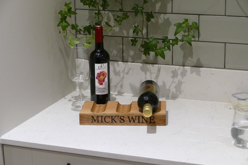 Personalised Oak Wine Rack Solid Oak Wine Bottle Holder Oak Gifts Wine Gifts image 10