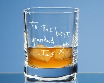 Whiskey Tumbler Engraved With Children&#39;s own Drawing/ Handwriting