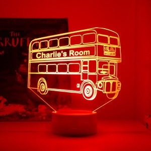 London Bus Night Light Personalised Routemaster Night Lamp London Bus Prints London Nursey Childrens Prints Childrens Personalised image 1