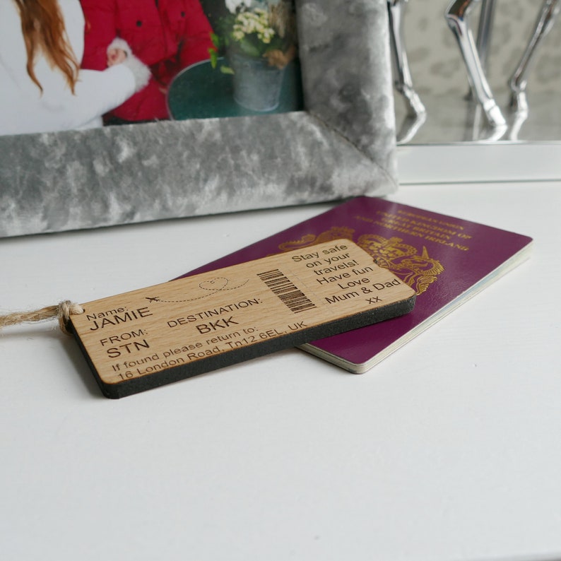 Personalised Boarding Pass Luggage Tag Travelling Gifts Holiday Reveal Ideas Personalised Luggage Tag image 4