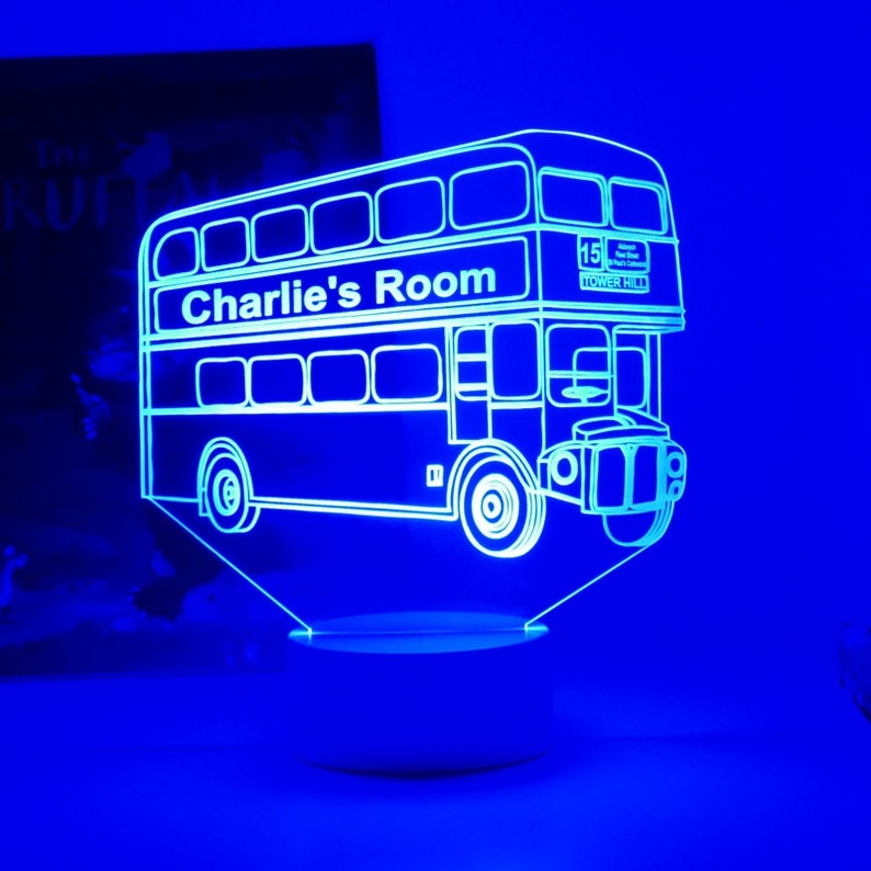 London Bus Night Light Personalised Routemaster Night Lamp London Bus Prints London Nursey Childrens Prints Childrens Personalised image 2