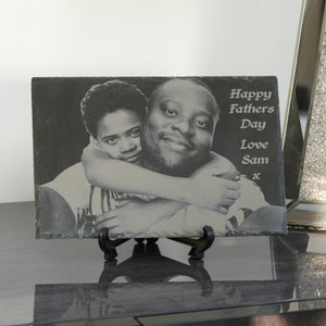 Rectangle Photo Slate Heart | Personalised Photo Engraved Slate | Slate Gifts for the Home