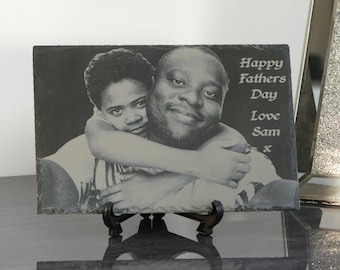 Rectangle Photo Slate Heart | Personalised Photo Engraved Slate | Slate Gifts for the Home