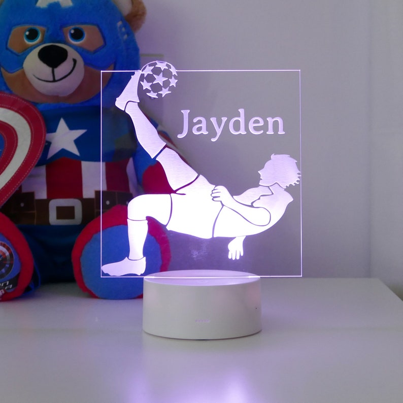 Personalised Football Night Light Football Night Lamp Children's Lights Kids Bedrooms Football Nursery Decor Boys Room Night Light image 5