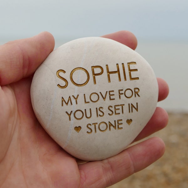 Personalised Love Set in Stone Pebble | Romantic Gifts | Love Stones