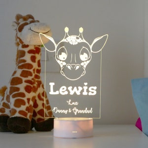 Personalised Giraffe Night Light Kids Giraffe Bedroom Decor Personalised Baby Gifts Night Lights image 3