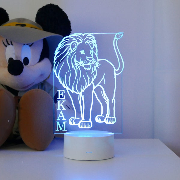Veilleuse Lion personnalisée| Lion Night Lamp | Lumières pour enfants | Chambres d’enfants | Décor de pépinière de lion