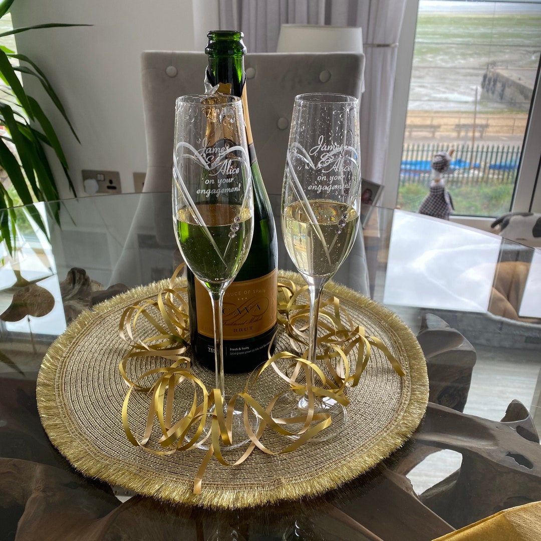 Personalised Champagne Flutes Engagement Gifts Wedding Gifts Etsy