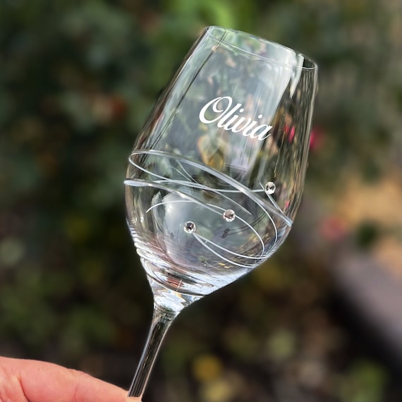 Personalised Wine Glasses | Set of Two | Swarovski Element Wine Glasses -  Etsy