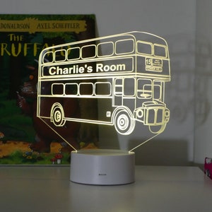 London Bus Night Light Personalised Routemaster Night Lamp London Bus Prints London Nursey Childrens Prints Childrens Personalised image 5