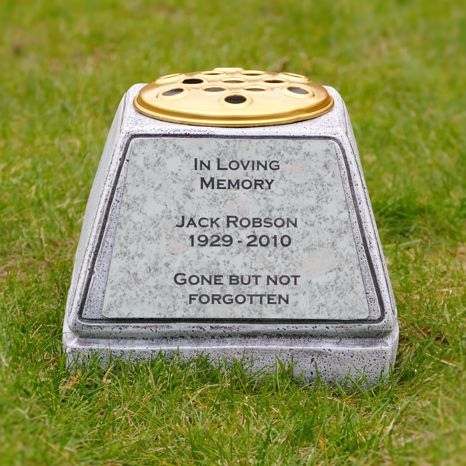 Graveside Memorial Flower Pot With Etched With A Personalised Etsy