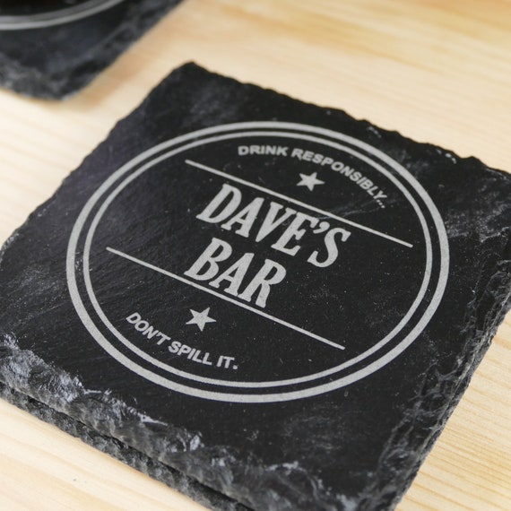 Personalised on sale bar coasters