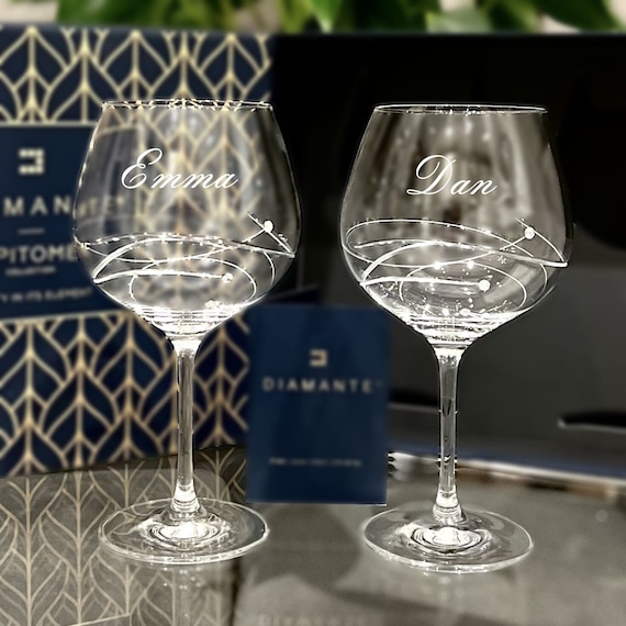Personalisierte Diamante Gin-Gläser | 2er-Set | Swarovski Element Gin Gläser