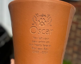 Pet Memorial Flower Pot - Dog Paw Print Flower Pot