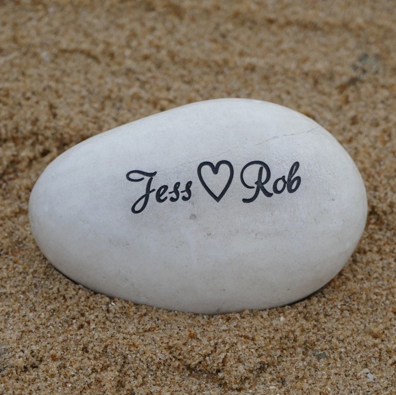 Couple Name Pebble Engraved Stones Romantic Gifts image 1