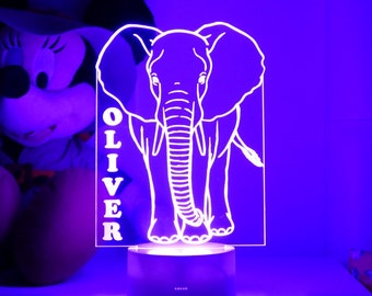 Personalized Elephant Night Light | Kids Bedroom Decor | Personalised Baby Gifts | Night Lights | Night Lamps | Animal Nursery Prints