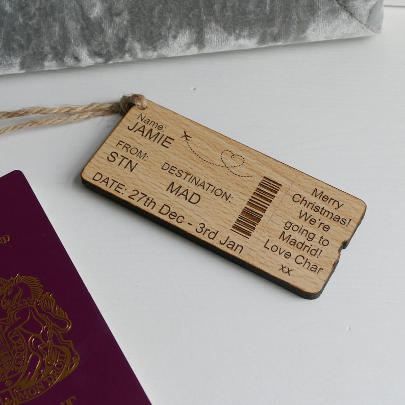 Personalised Boarding Pass Luggage Tag Travelling Gifts Holiday Reveal Ideas Personalised Luggage Tag image 2