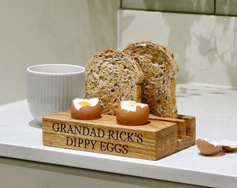 Oak Dippy Egg Board | Solid Oak Egg and Soldier | Oak Gifts | Gifts for Grandad | Handmade Oak Dippy Eggs Board