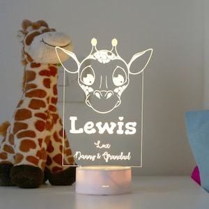 Personalised Giraffe Night Light Kids Giraffe Bedroom Decor Personalised Baby Gifts Night Lights image 1