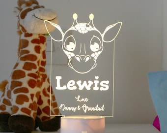 Personalised Giraffe Night Light | Kids Giraffe Bedroom Decor | Personalised Baby Gifts | Night Lights